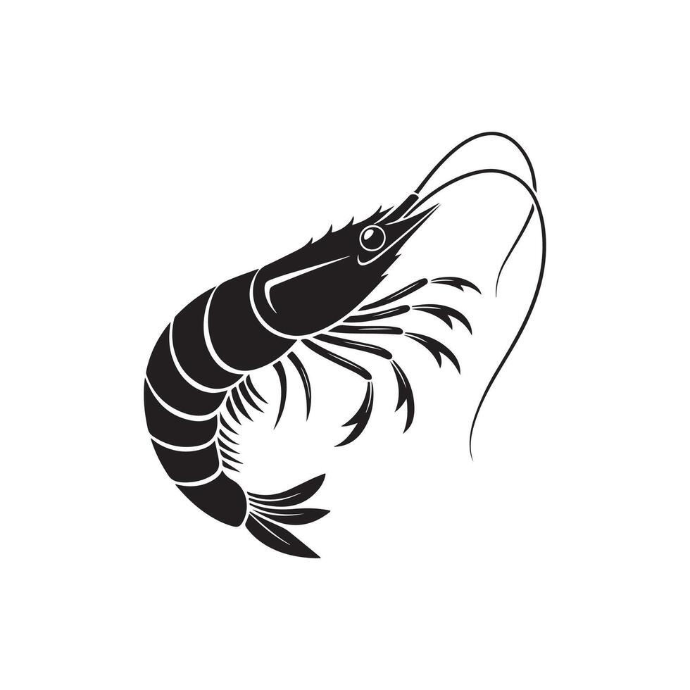New Creative simple Prawn silhouette Style with white background design vector