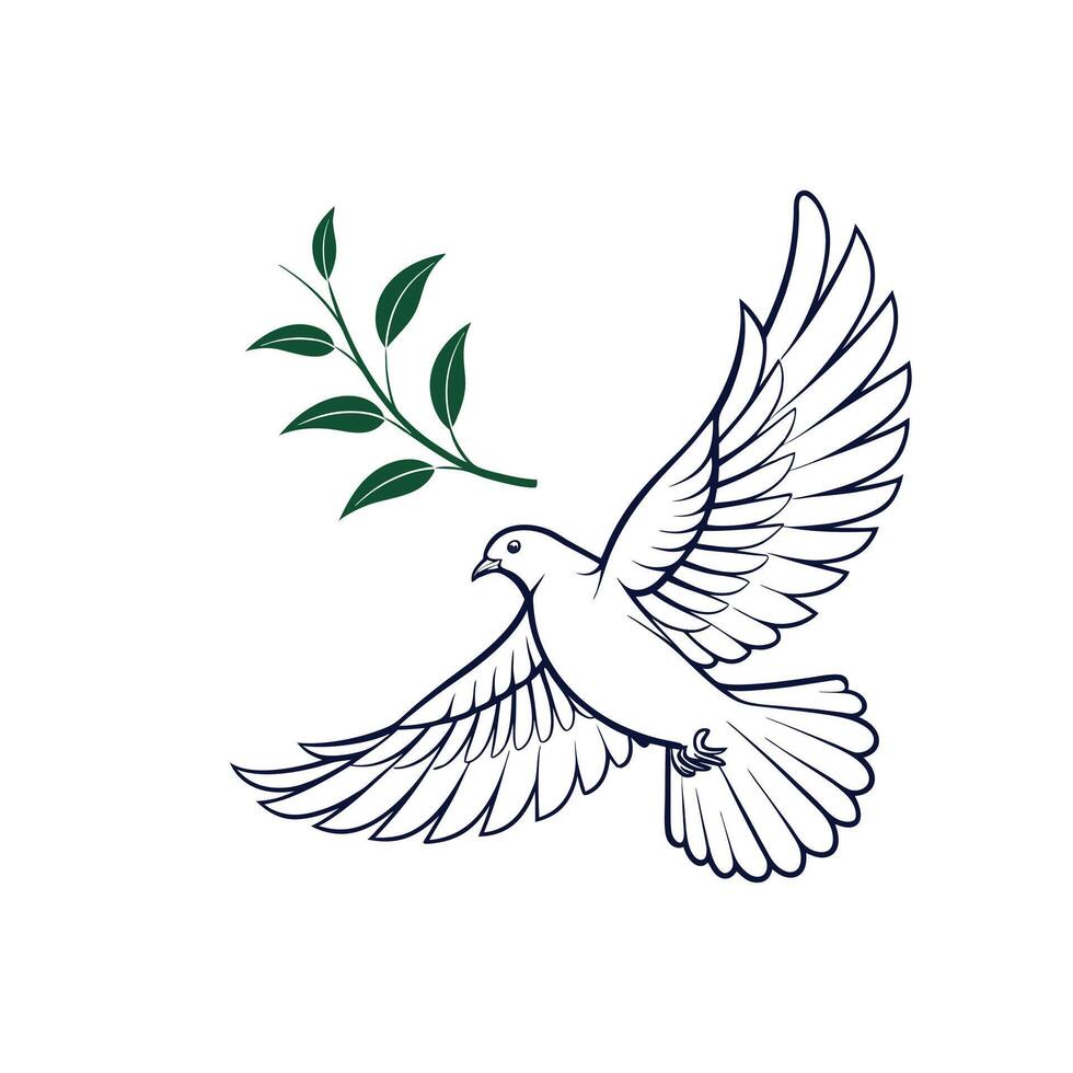 Creative Simple Dove bird silhouette Style with white background vector