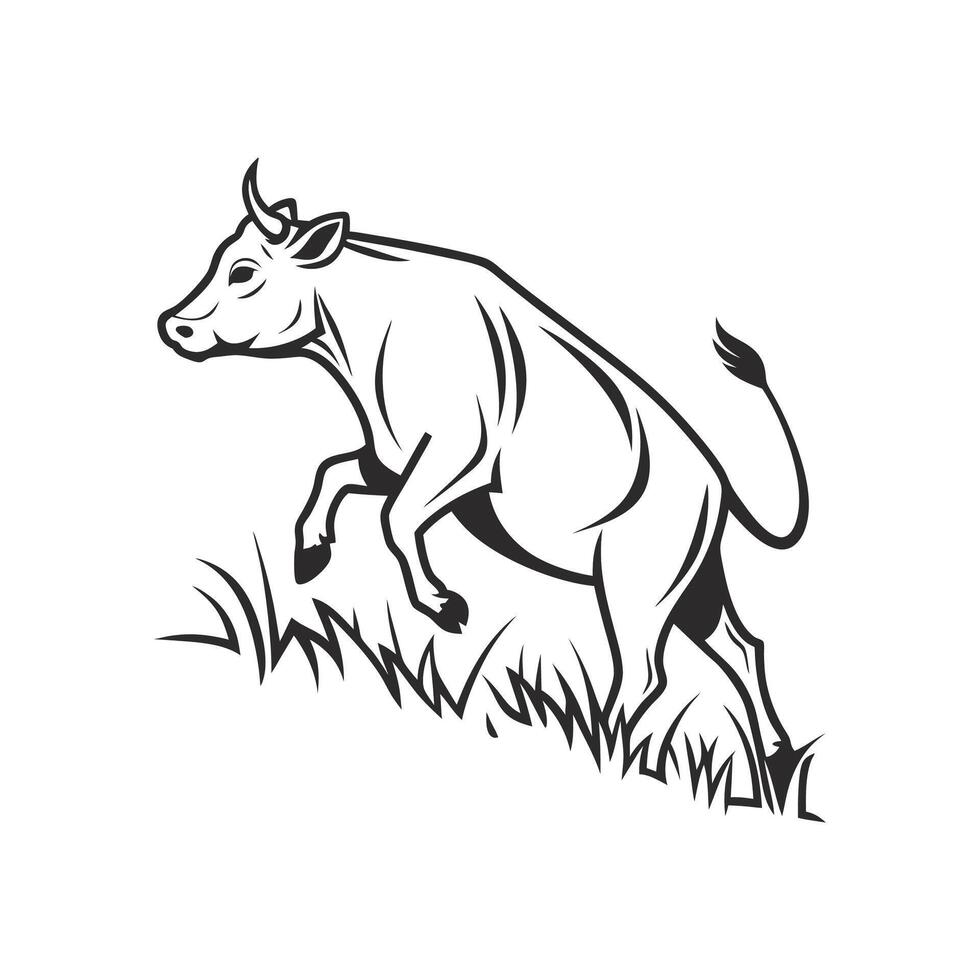 Amazing Cow and Face silhouette Style with vector