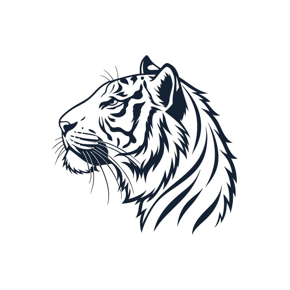 Modern Simple Bengal Tiger Face silhouette Style with white background design template vector