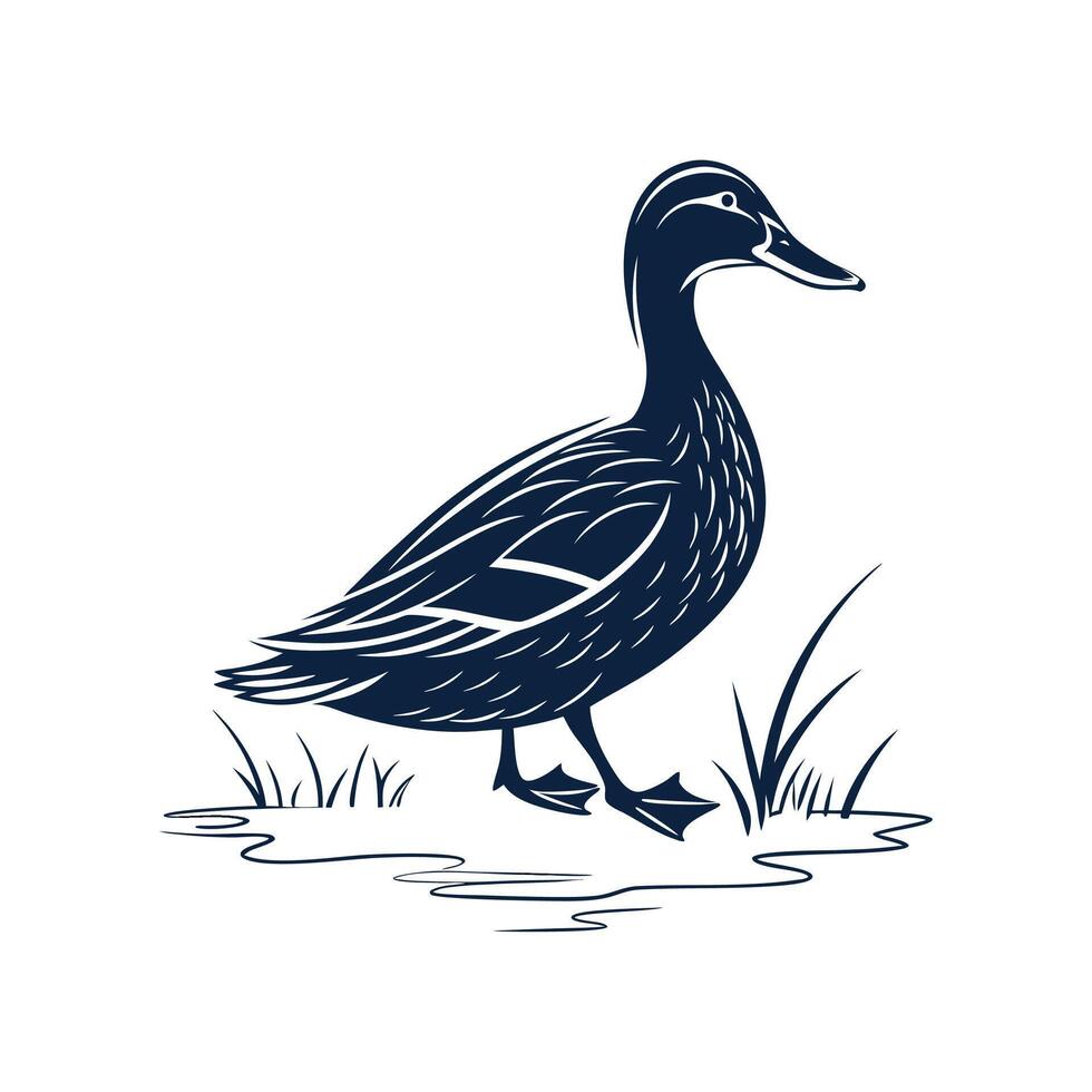 Amazing Duck silhouette Style with vector