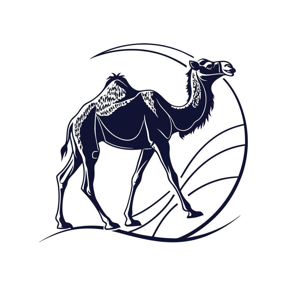 Amazing Camel silhouette Style with white background template vector
