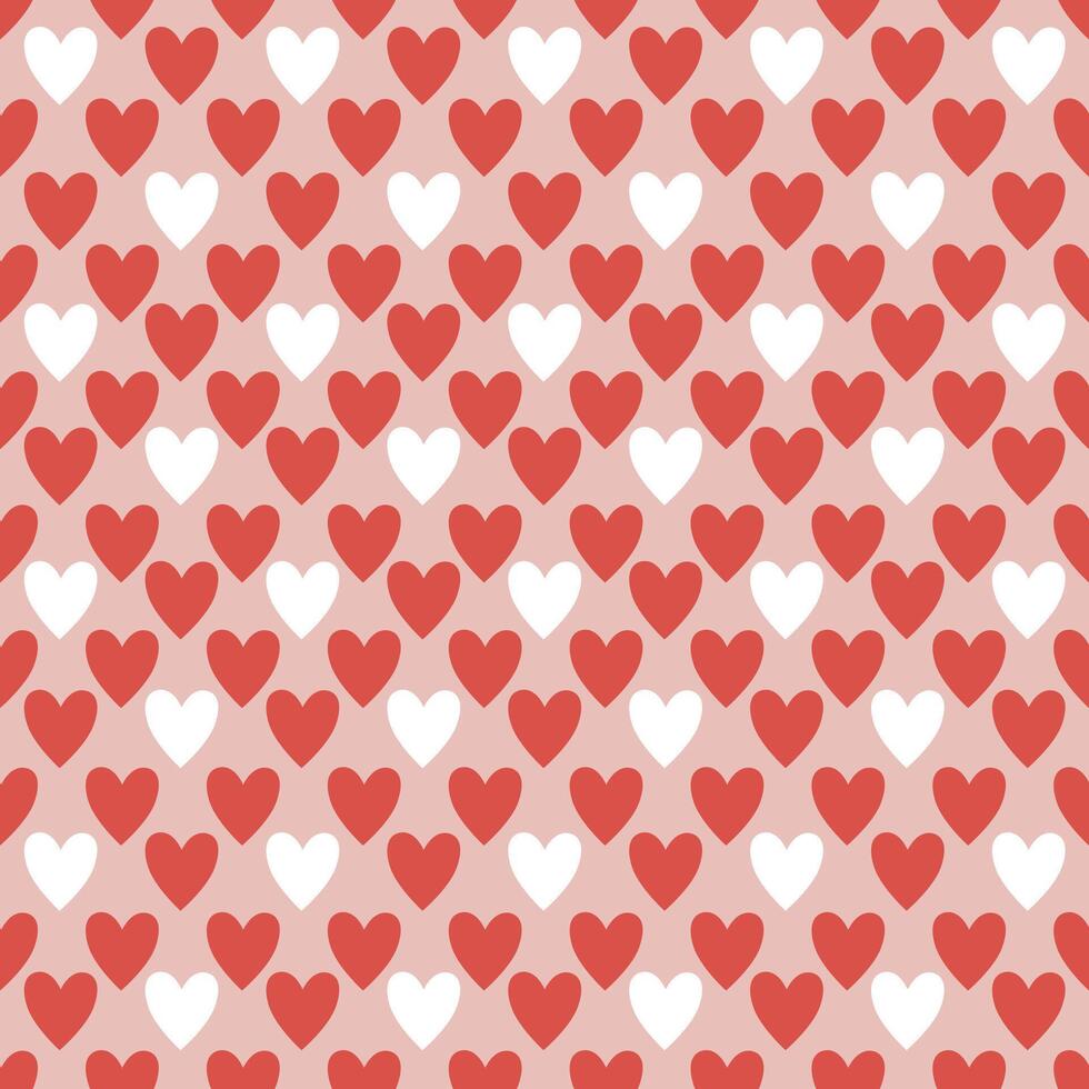 Simple heart seamless pattern. Valentine's day with colorful hearts. Endless ornament with beautiful hearts for Valentine's Day. Red and pink. Suitable for gift wrap or greeting card. vector