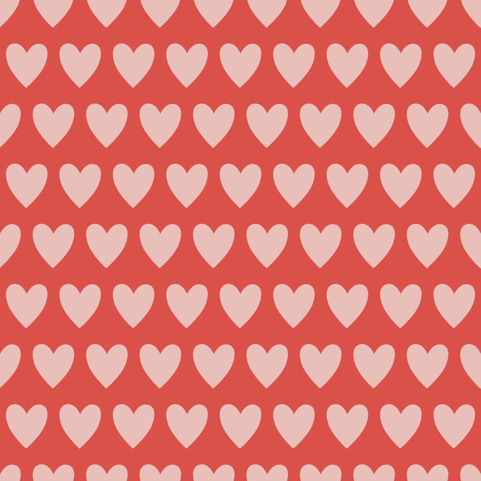 Simple heart seamless pattern. Valentine's day with colorful hearts. Endless ornament with beautiful hearts for Valentine's Day. Suitable for gift wrap or greeting card. Red and pink. vector