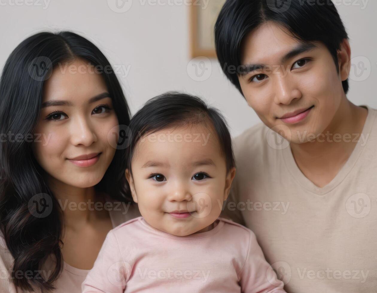 Asian family portrait with baby photo