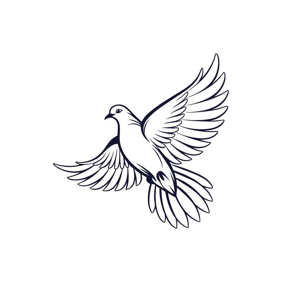 Creative Simple Dove bird silhouette Style with white background template vector