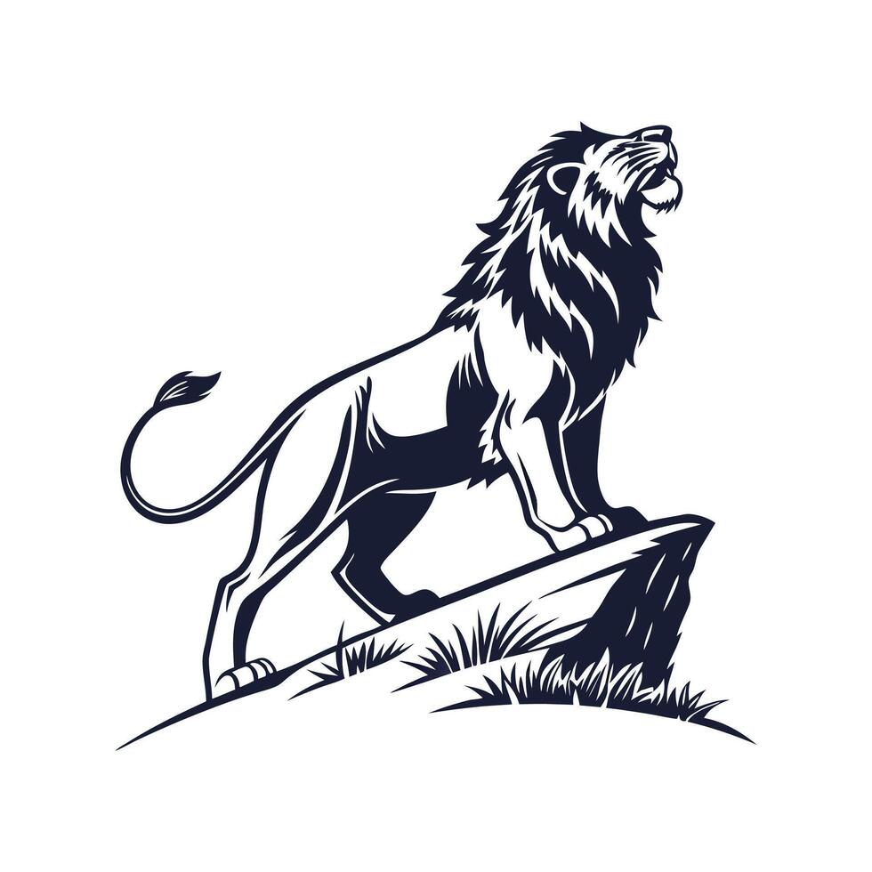 Amazing Lion silhouette Style with white background template vector