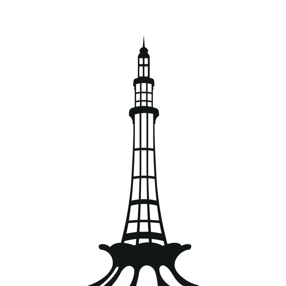 Minar e Pakistan Silhouette Design Illustration vector