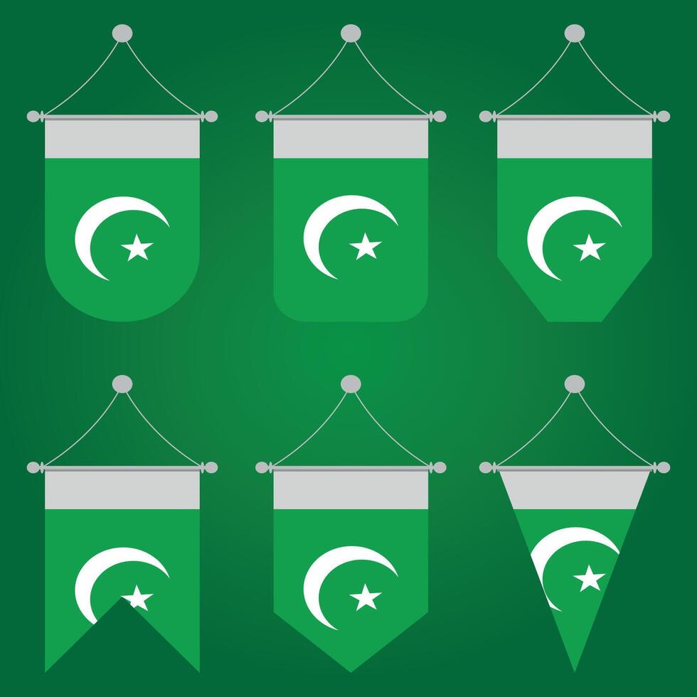 Pakistan Flag in Different Style Illustration Design on Green Gradients Backgound vector