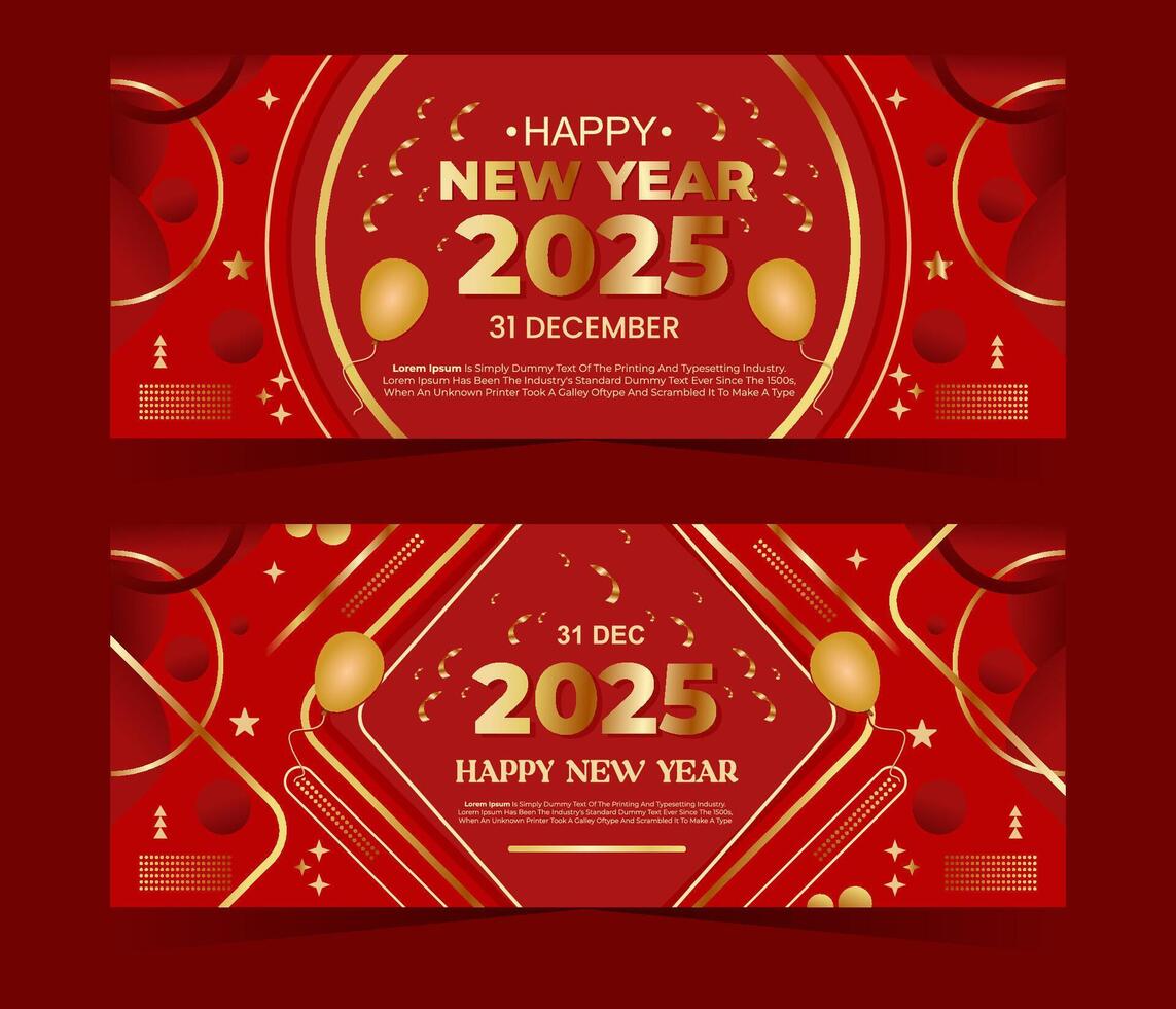 Flat design new year 2025 party banners template vector