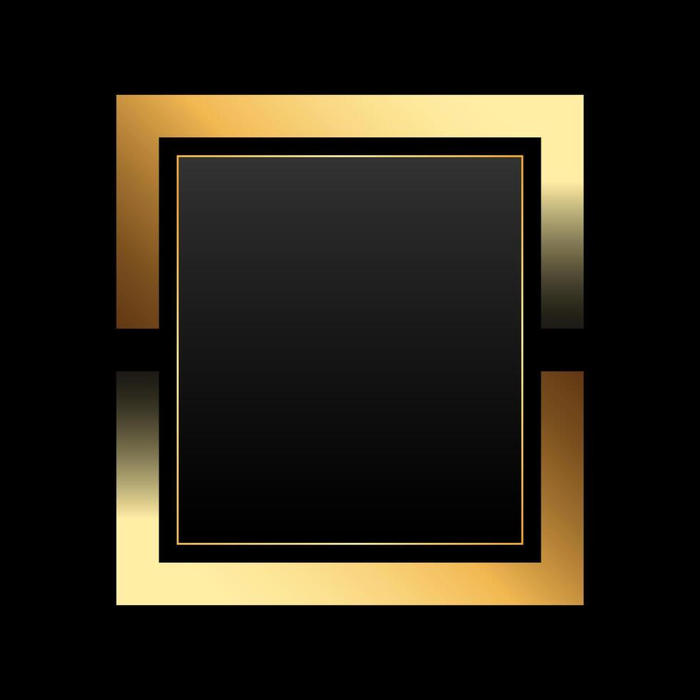 Premium realistic square gold frame isolated on black background vector