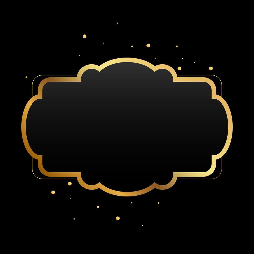 Realistic shiny gold frame template isolated on black background vector