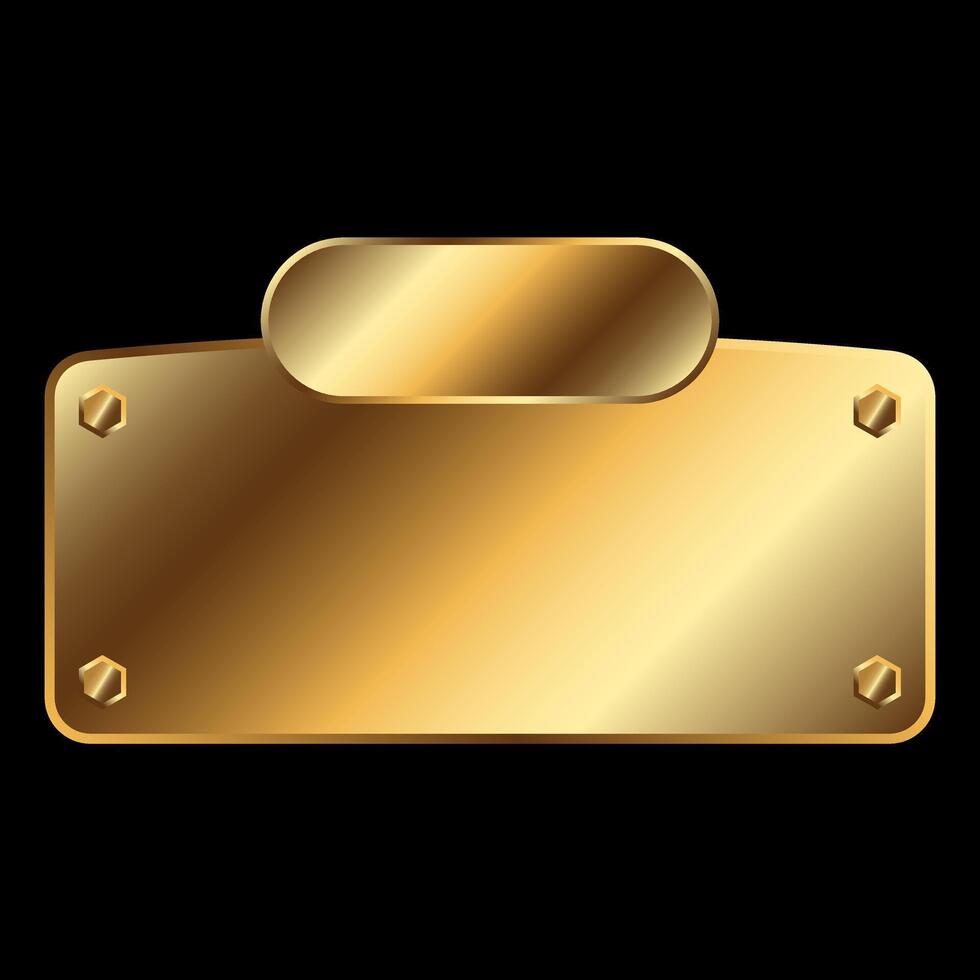 Golden label banner design on isolated black background vector