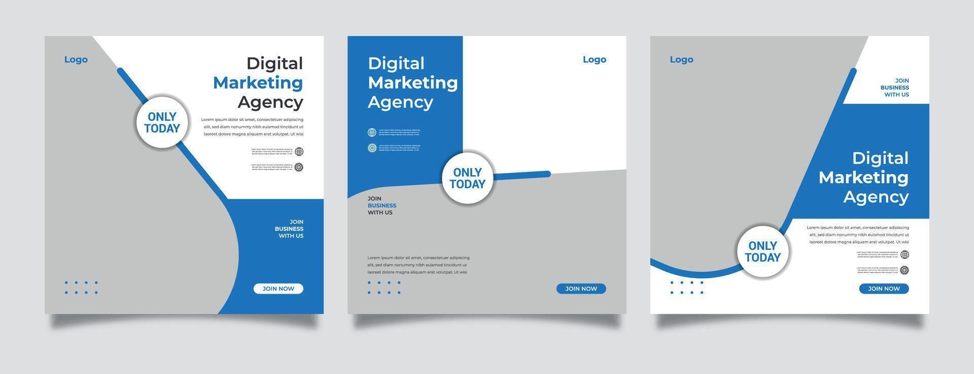 Digital business marketing banner for social media post template. Digital business marketing banner for social media post template. Web banner ads for promotional design with blue color. vector