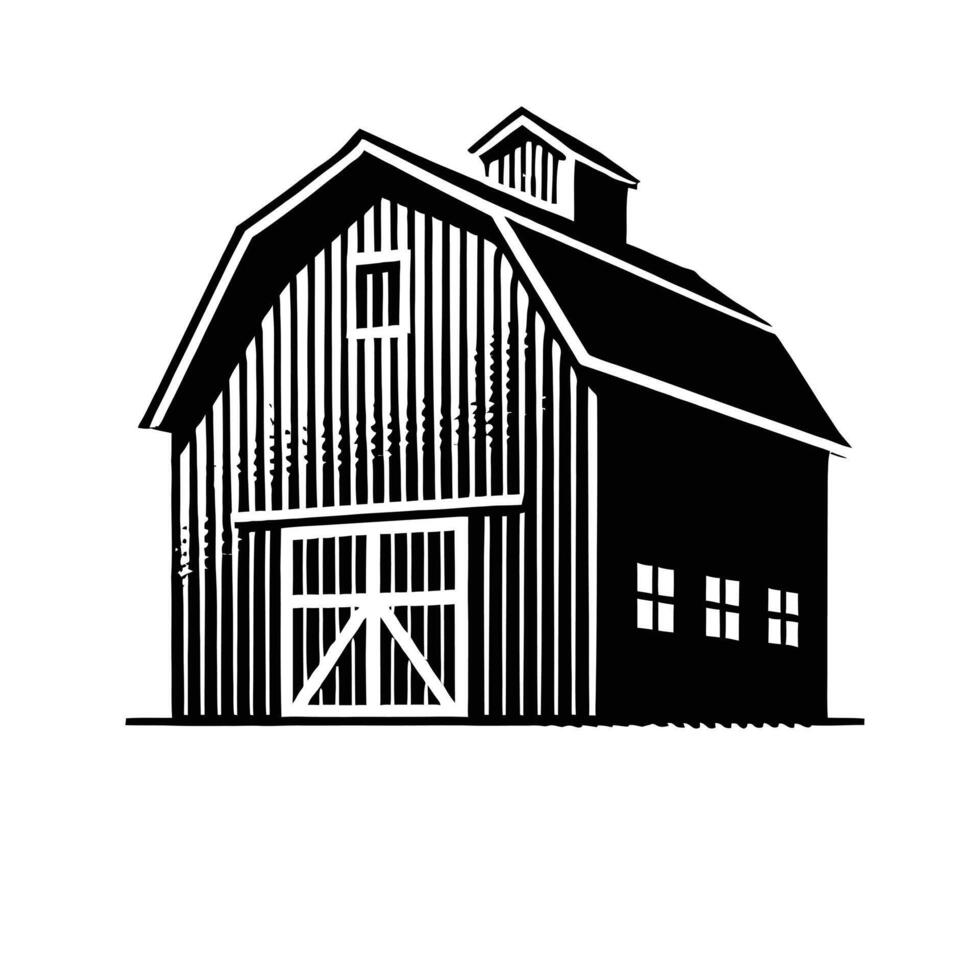 A black and white barn logo on a white background vector