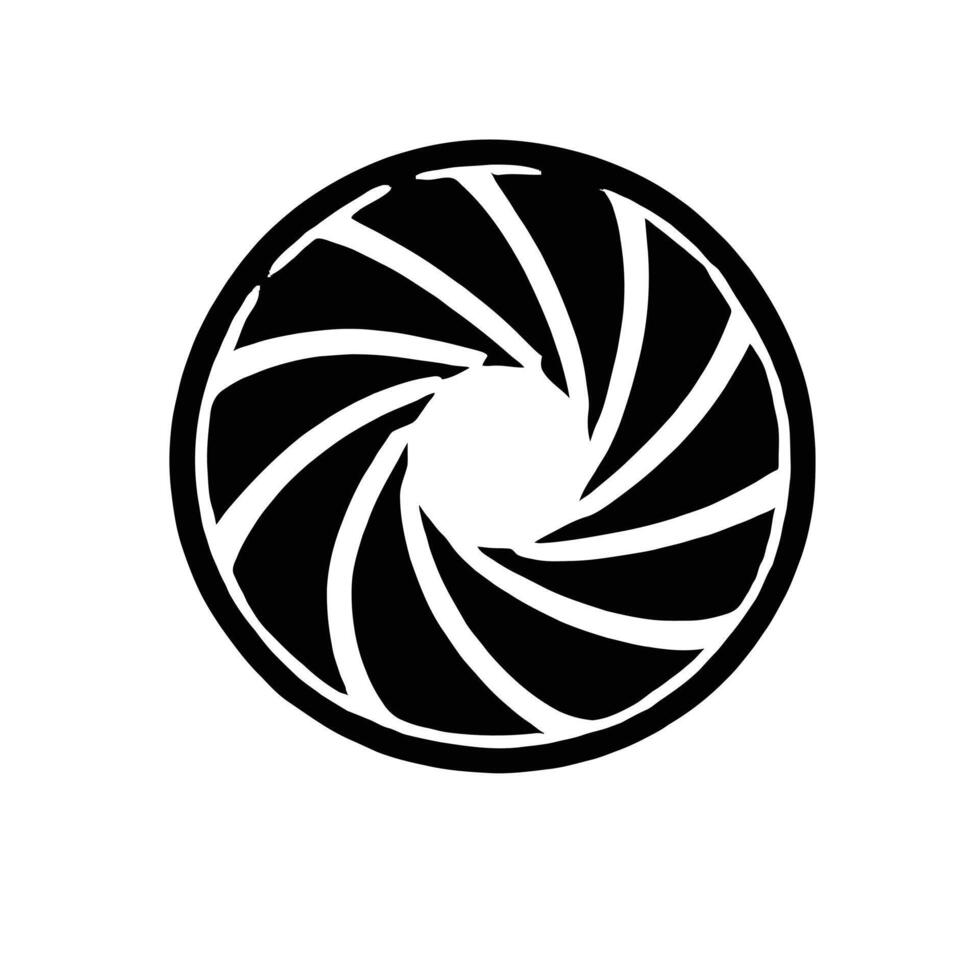 A black and white logo of a spiral vector