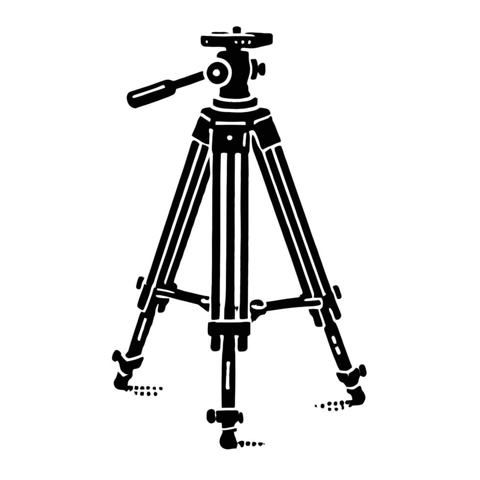 A black and white silhouette of a tripod vector