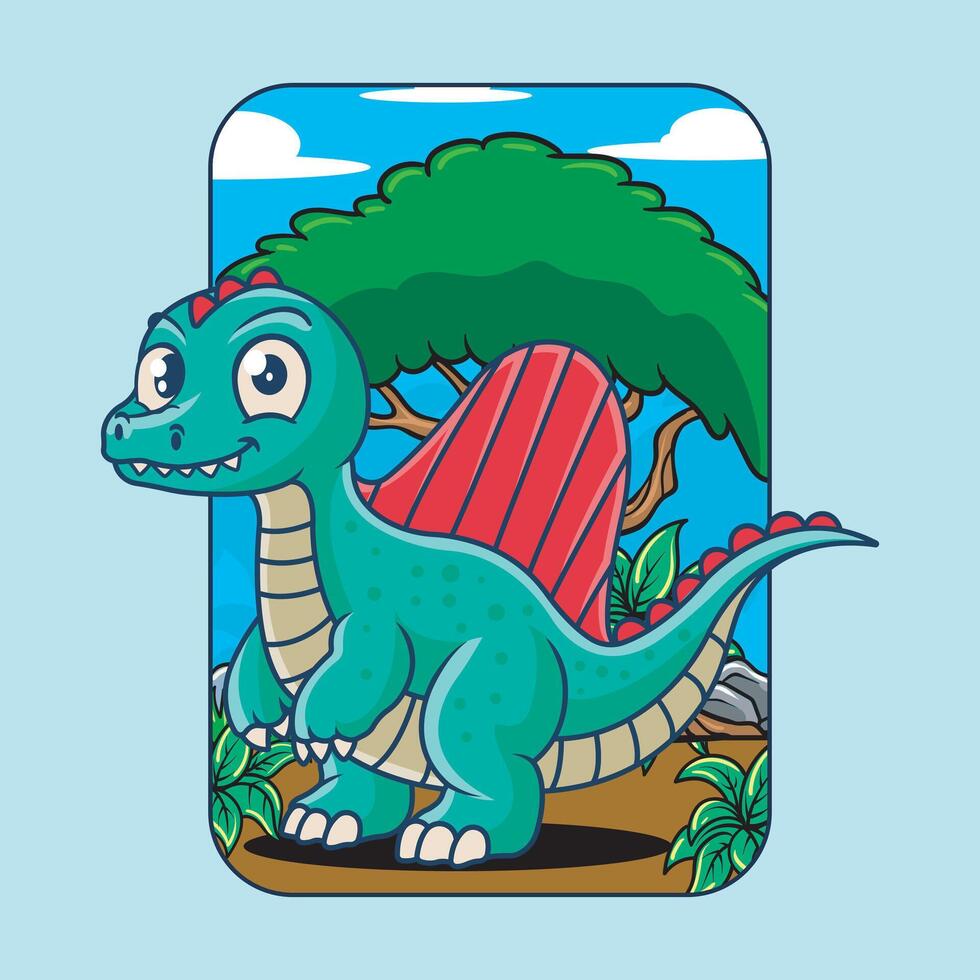 Spinosaurus Dinosaur Cartoon Illustration Design for Kids and Children vector