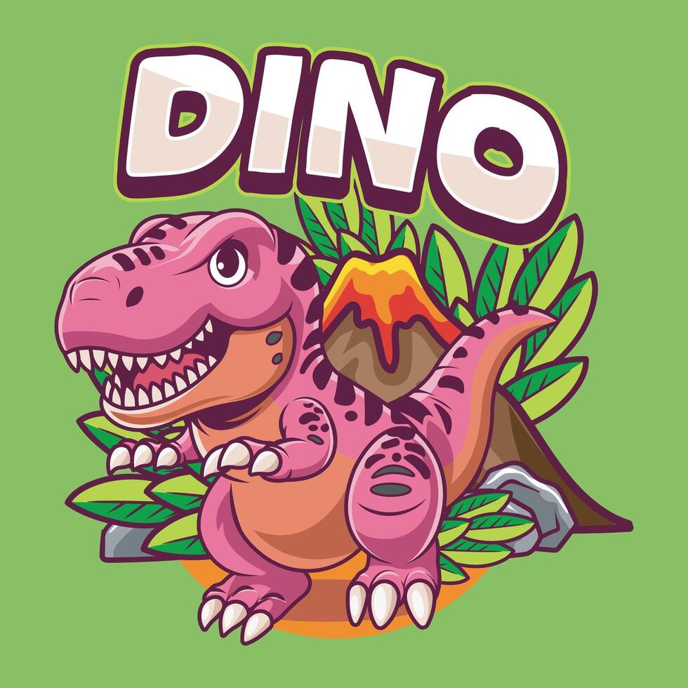 Cute Tyrannosaurus Rex Character Illustration Design vector