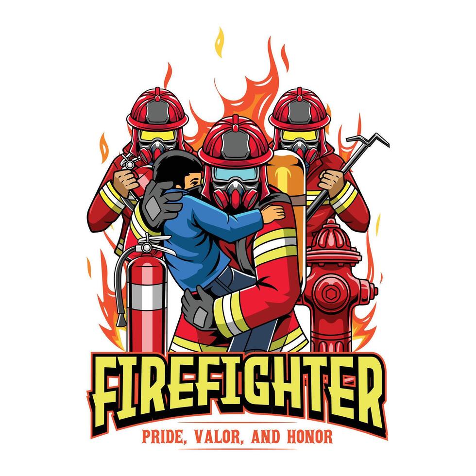 Firefighter Day Pride Valor and Honor Illustration vector