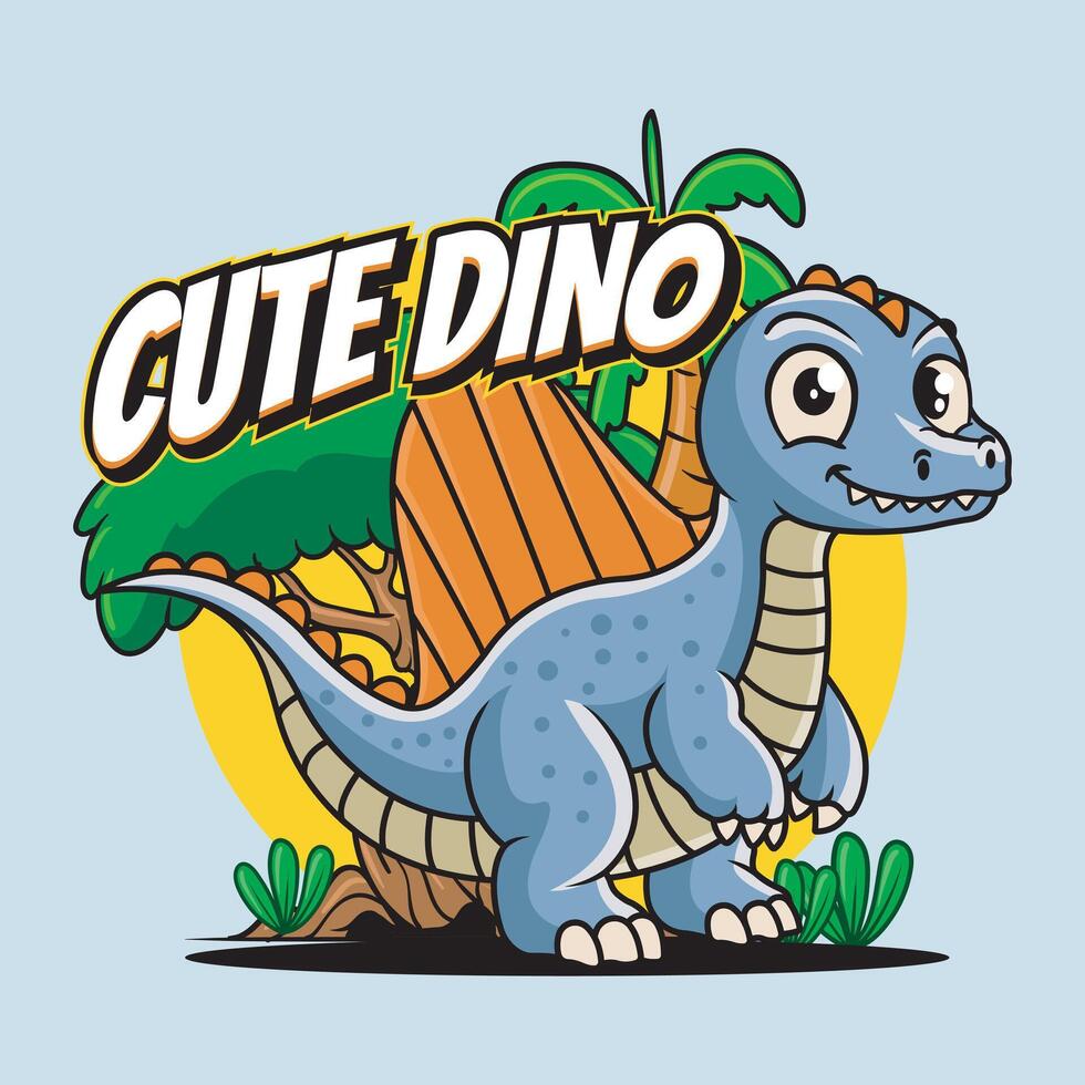Cute Spinosaurus Dinosaur Cartoon Illustration Design for Kids and Children vector