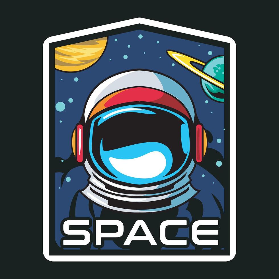 Funny Cute Astronaut Spaceship Cartoon Illustration Design vector