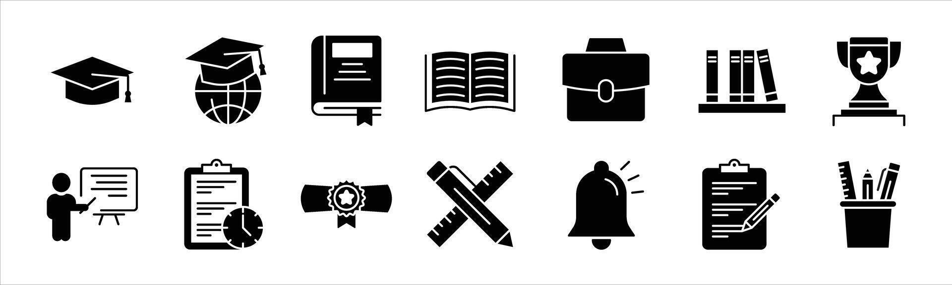 education icon set. containing e-learning, school, student, graduation, university collections vector