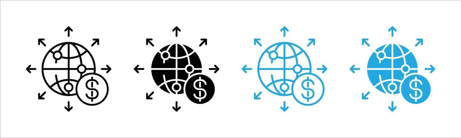 global business icon set. containing global financial, global economy icon vector