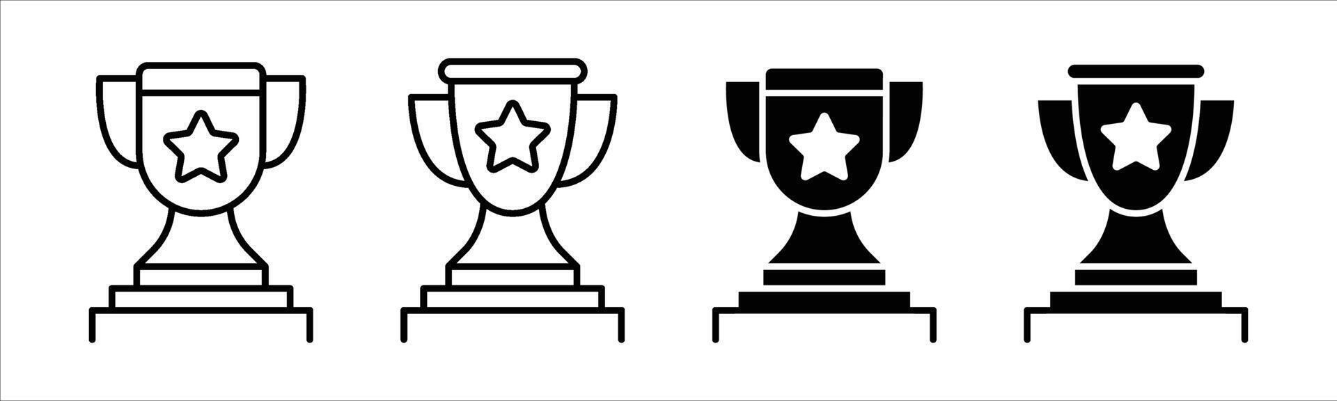 trophy icon set. contain reward, winner, victory, trophy cup icon vector