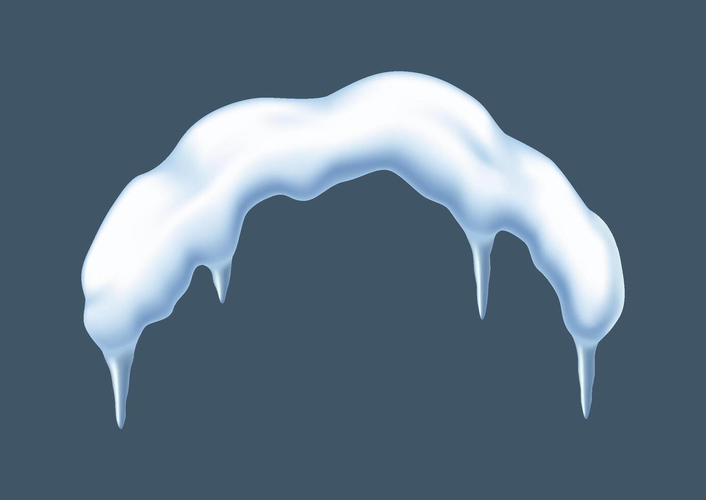 Snow covered arch with icicles realistic illustration. Traditional winter season nature design 3d object on grey background vector
