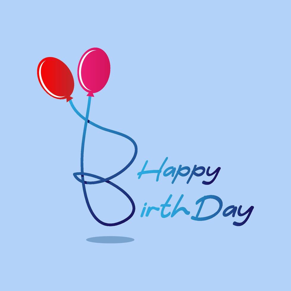 Design birthday creative letter B and two balloon. B letter for kids birthday. vector