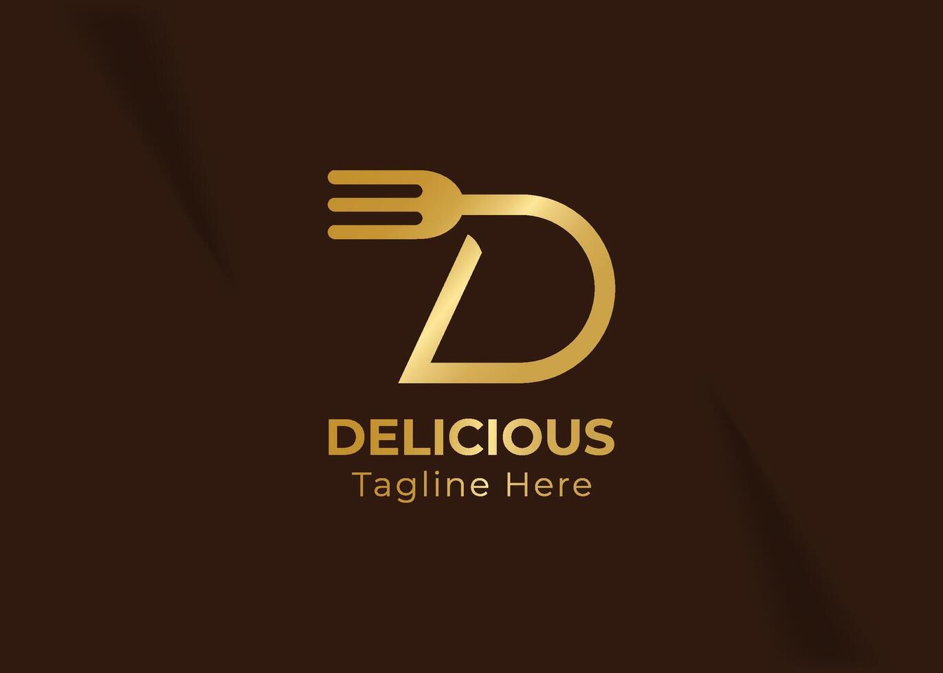 Initial letter D with fork logo. Simple and Unique illustration logo design initial D combine with fork. vector