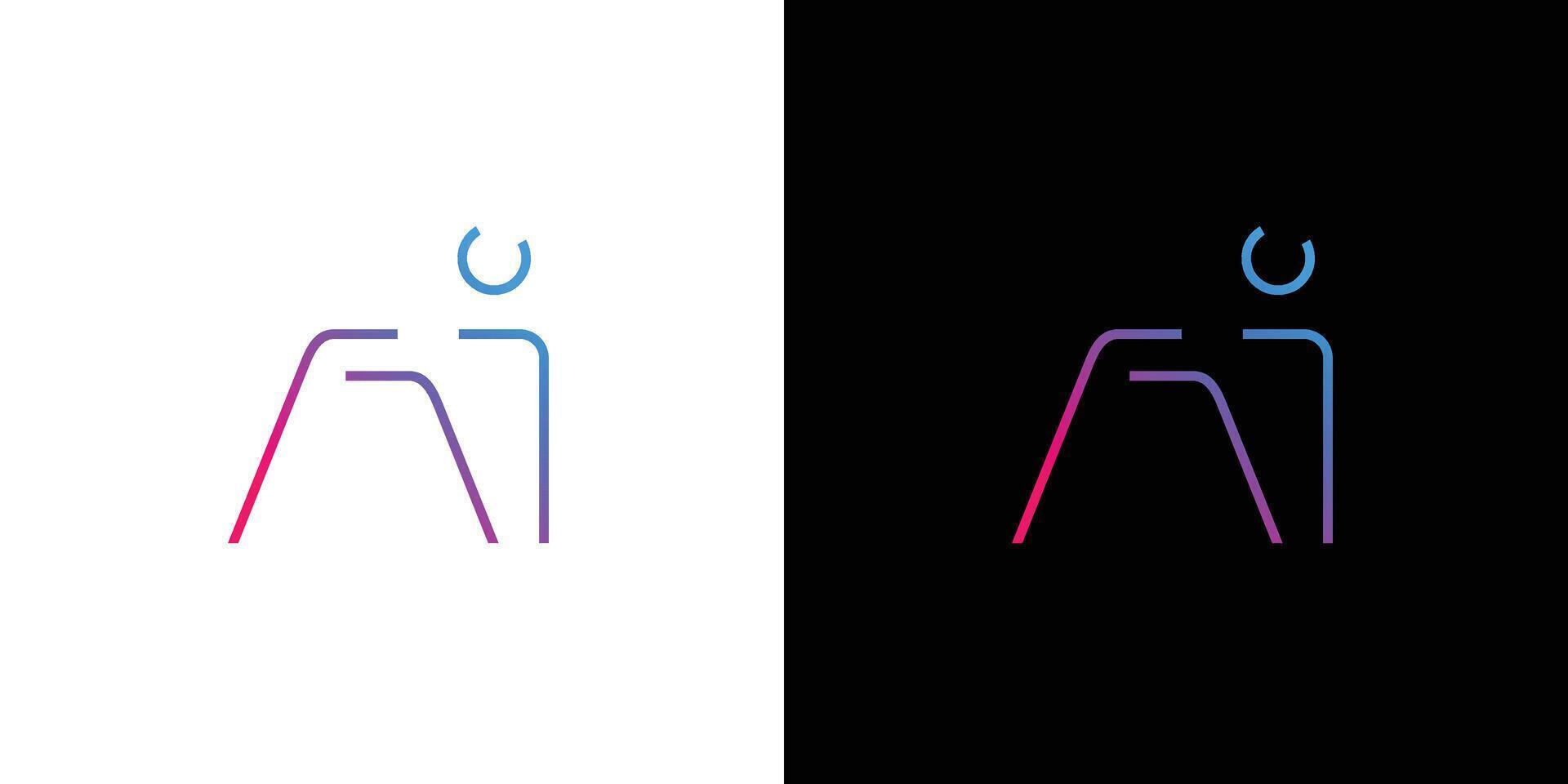 Minimalistic AI Logo Design in Gradient Colors With Black and White Background vector