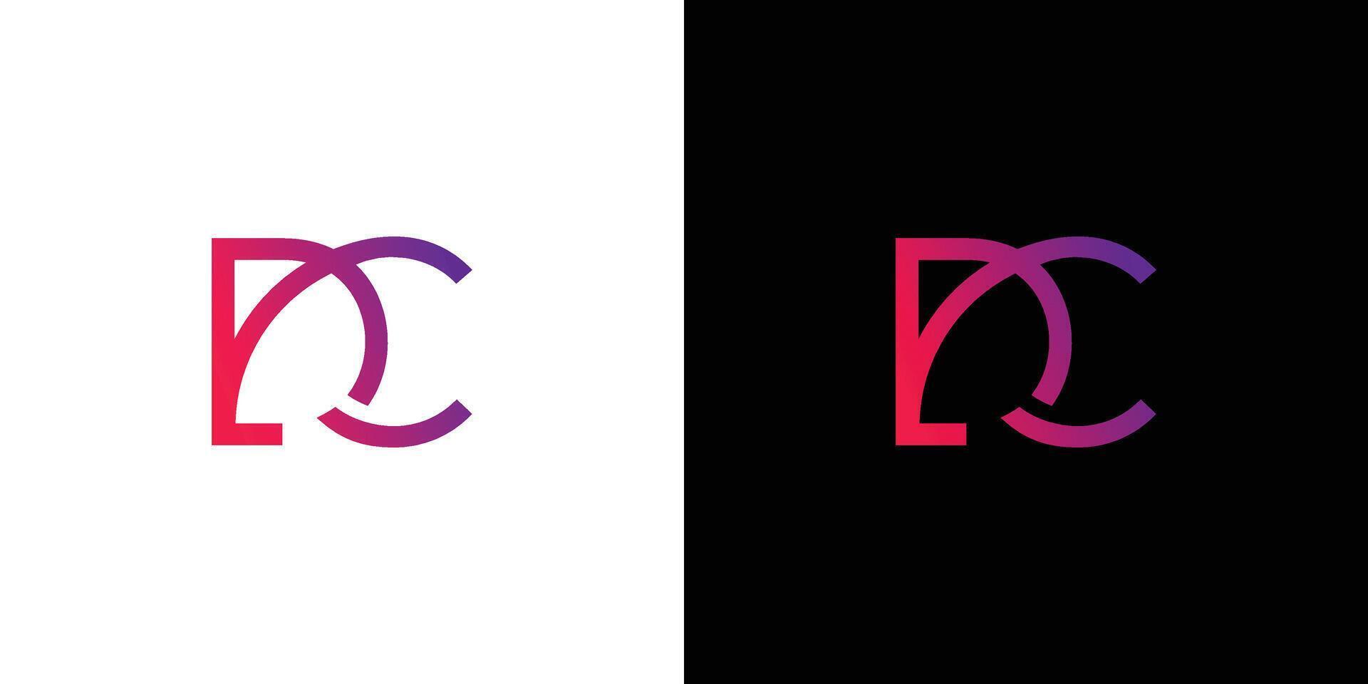 Modern Minimalist DC Monogram Logo Design on White and Black Background vector