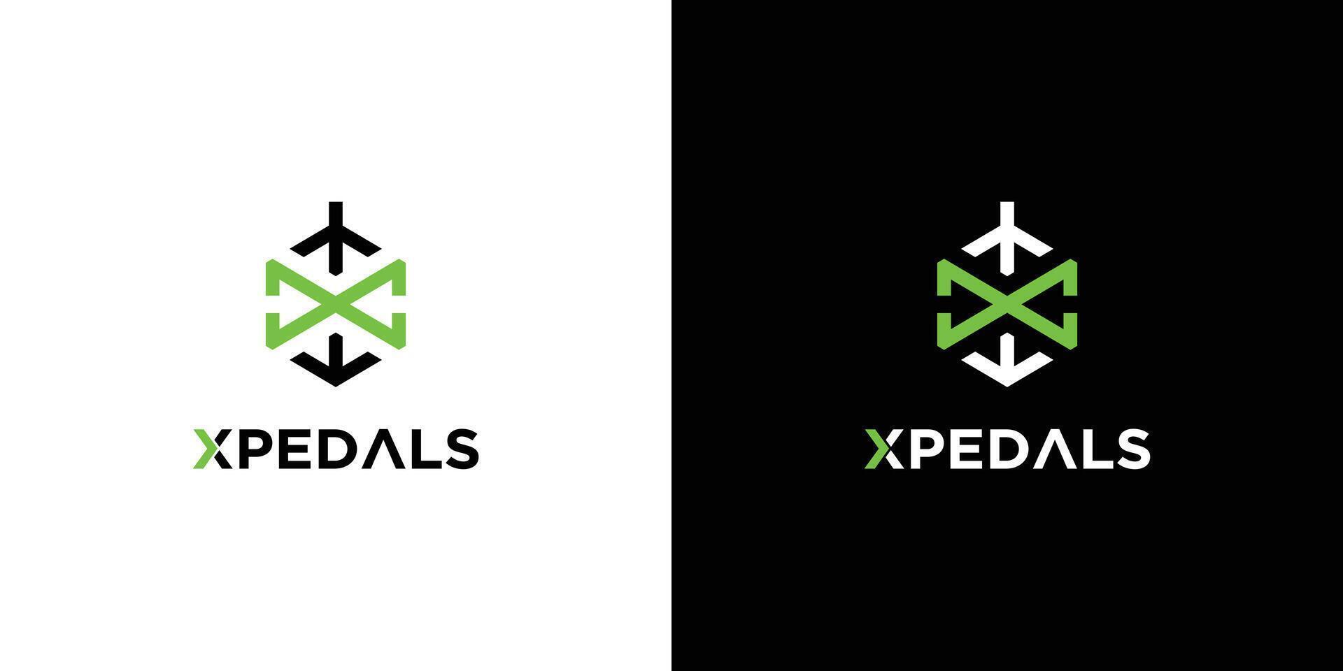 Unique and modern X pedal logo design for bicycle business vector