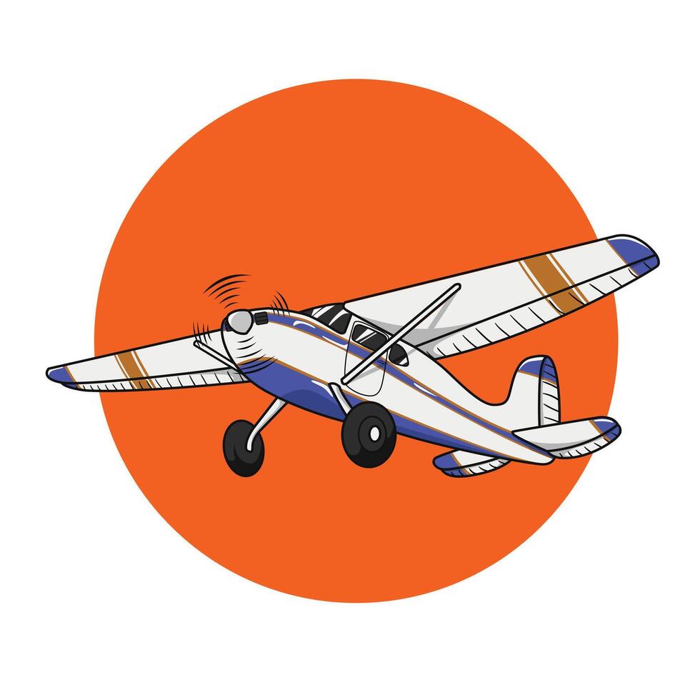 Hand drawn retro airplane illustration vector