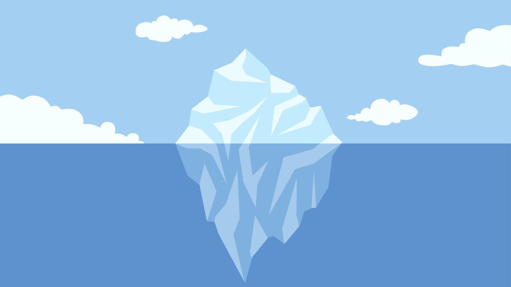Landscape illustration of an iceberg floating in the sea vector