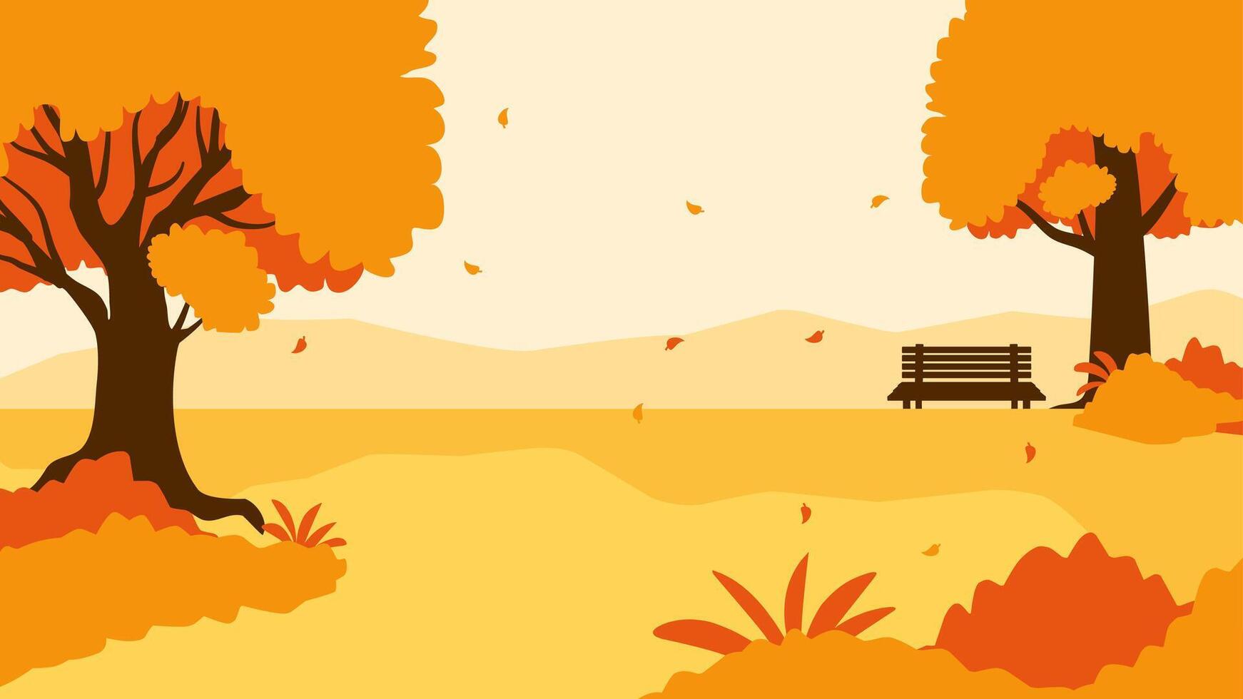 Landscape illustration of autumn scenery vector