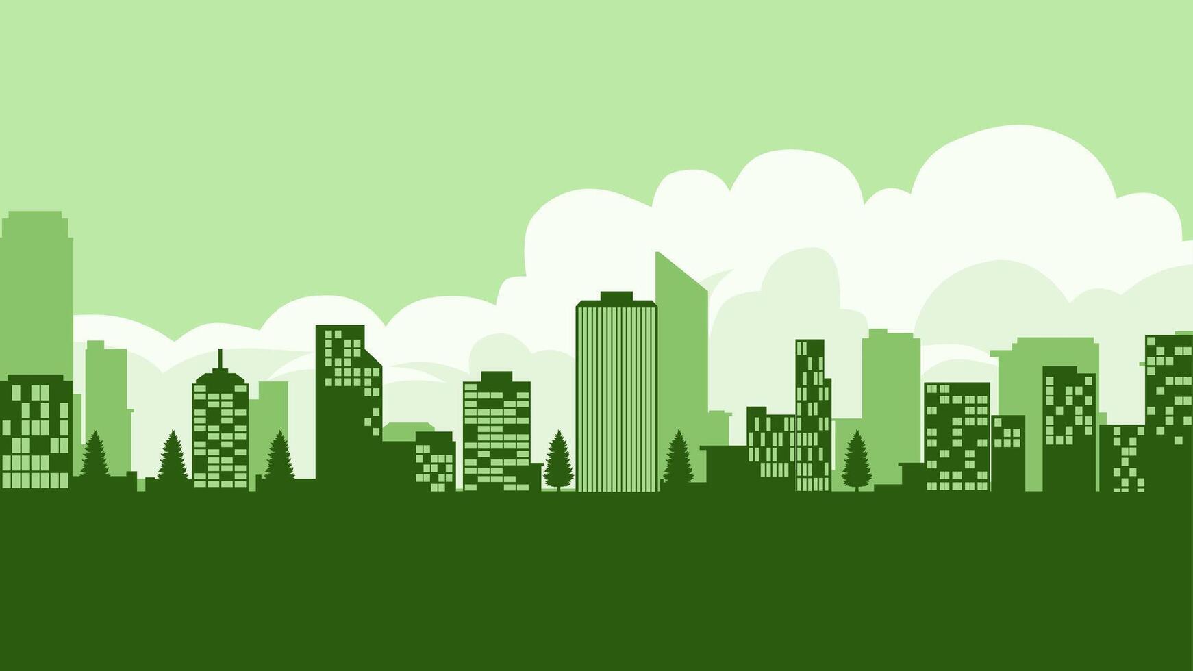 Landscape illustration of city building silhouette in the morning vector