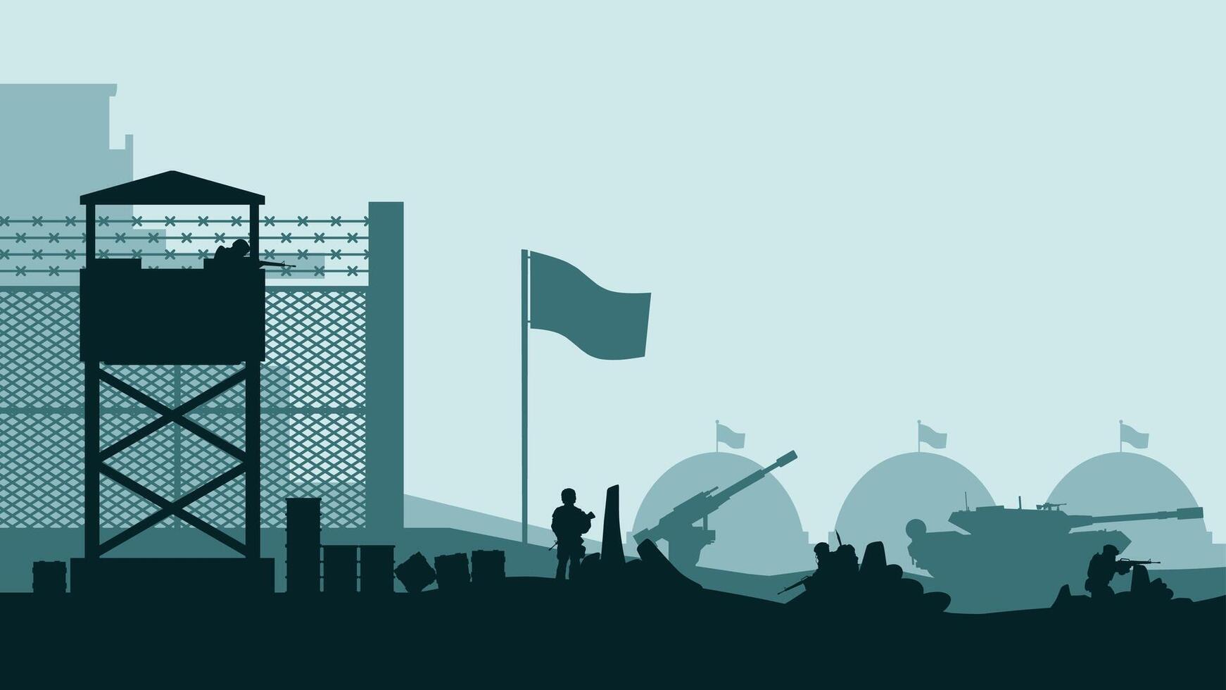 Landscape illustration of military base outpost vector
