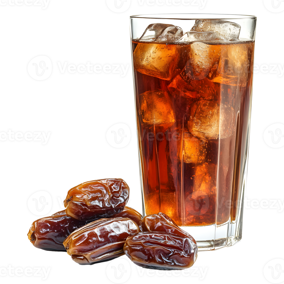 Date Fruit Juice with Ice on Transparent Background png