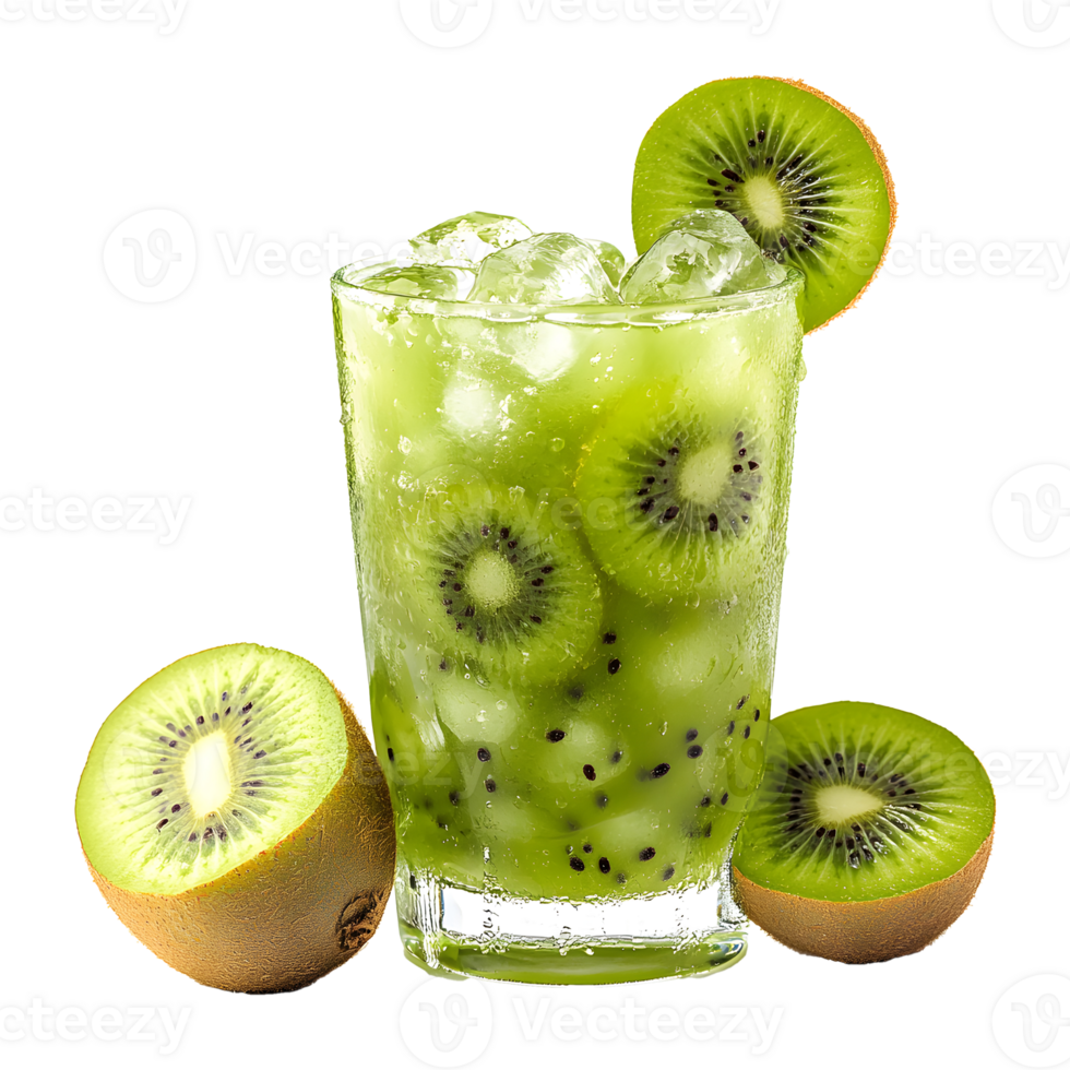 Kiwi Juice in a Clear Glass on Transparent Background png