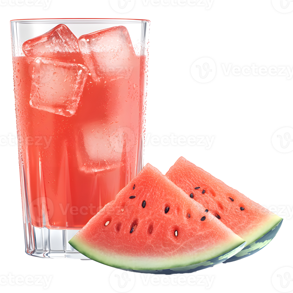 watermelon Juice with Ice Cubes on Transparent Background png