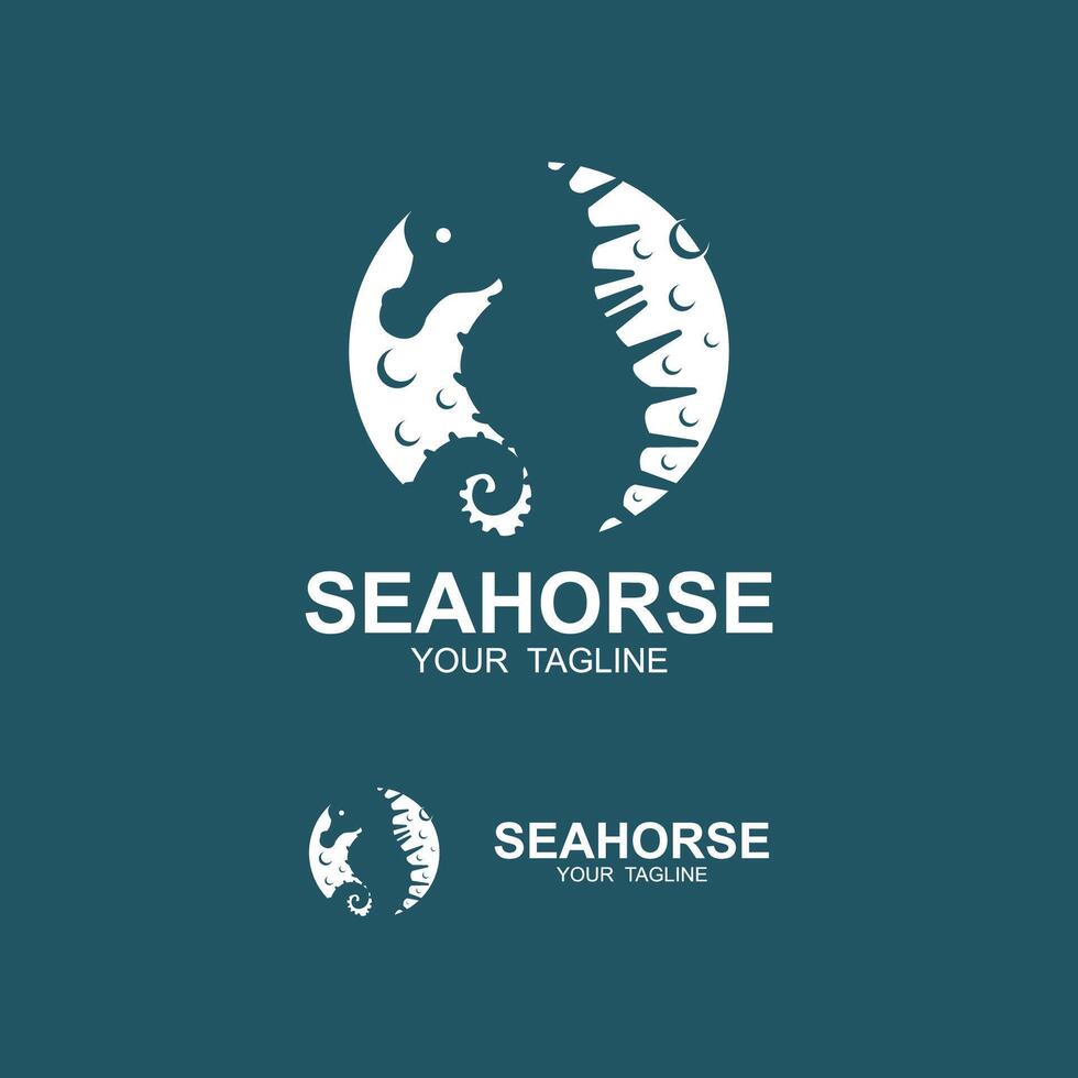 set of seahorse logo illustration design with isolated background vector