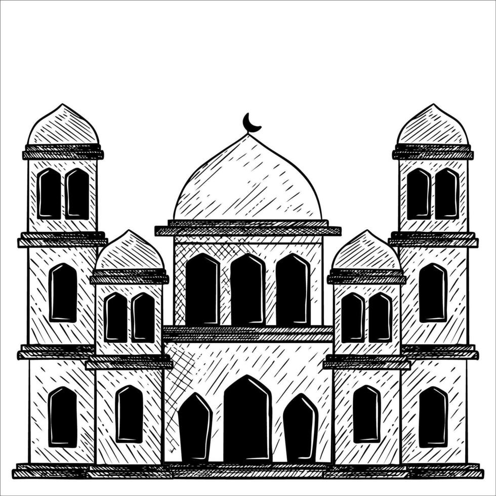 hand drawn mosque illustration design, mosque building vector