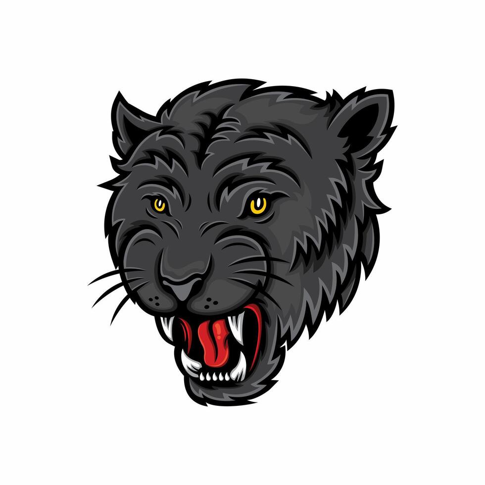 dark gray, angry, cool leopard head mascot vector