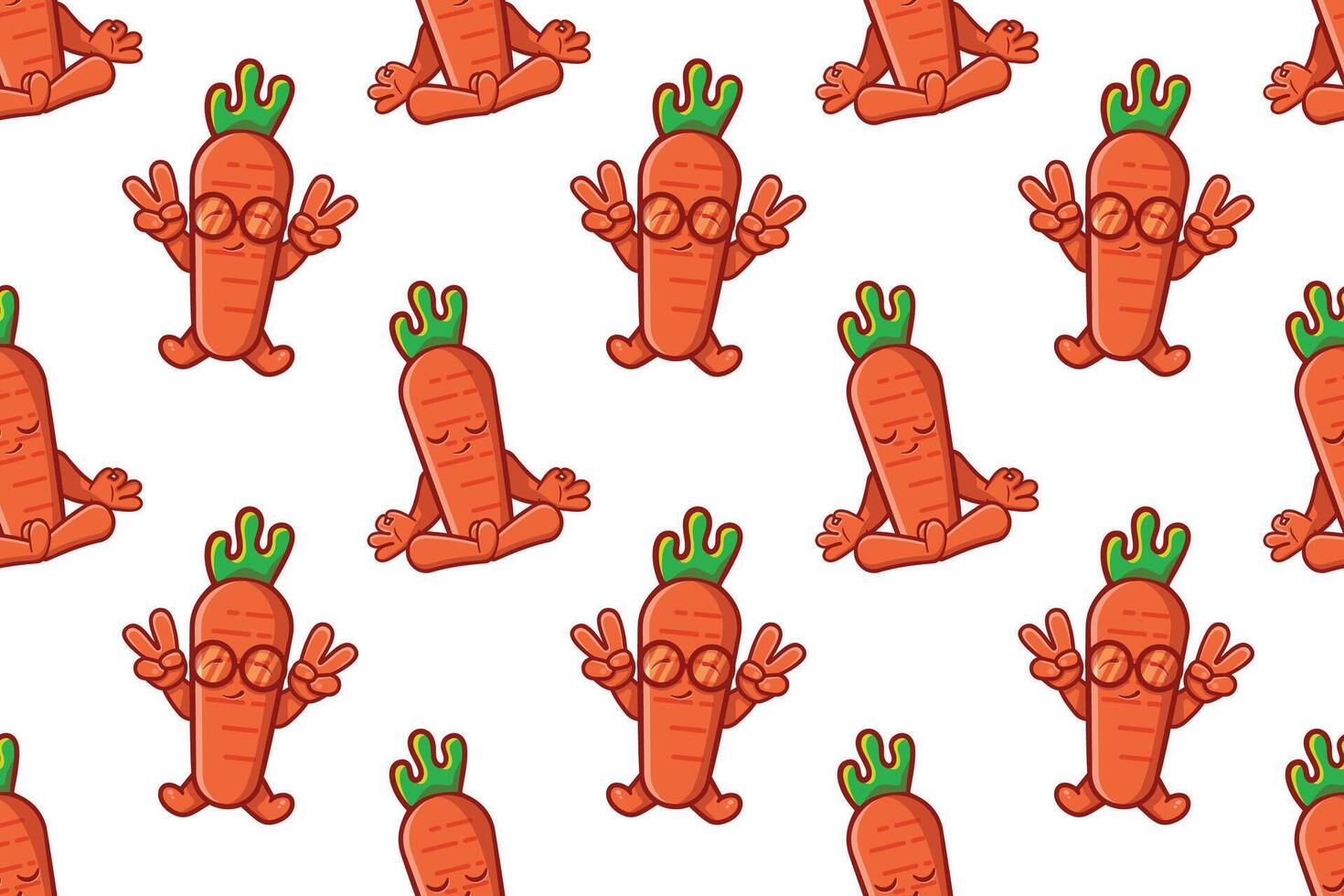 cute carrot vegetable character seamless pattern illustration background vector