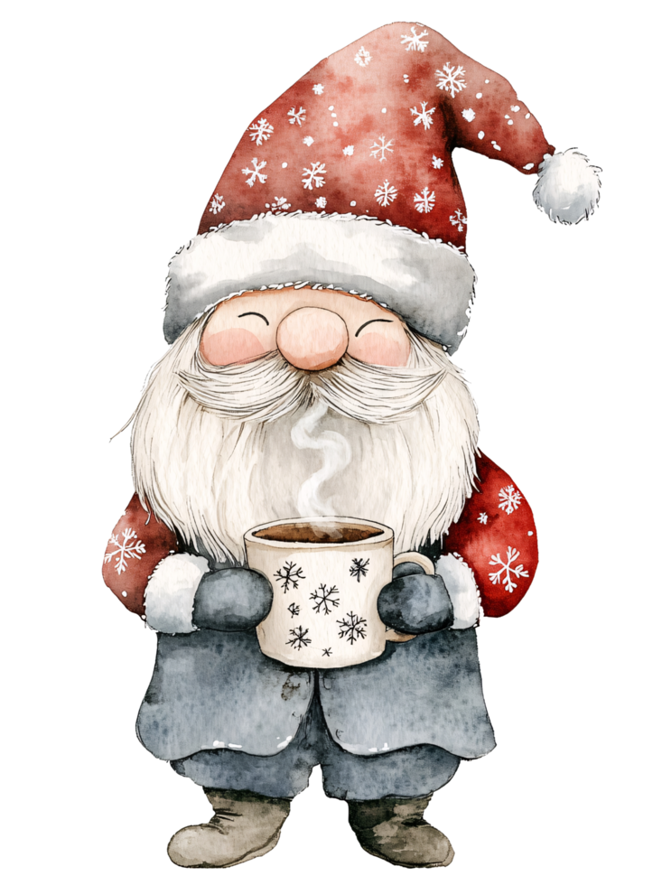 Santa claus drinking coffee png