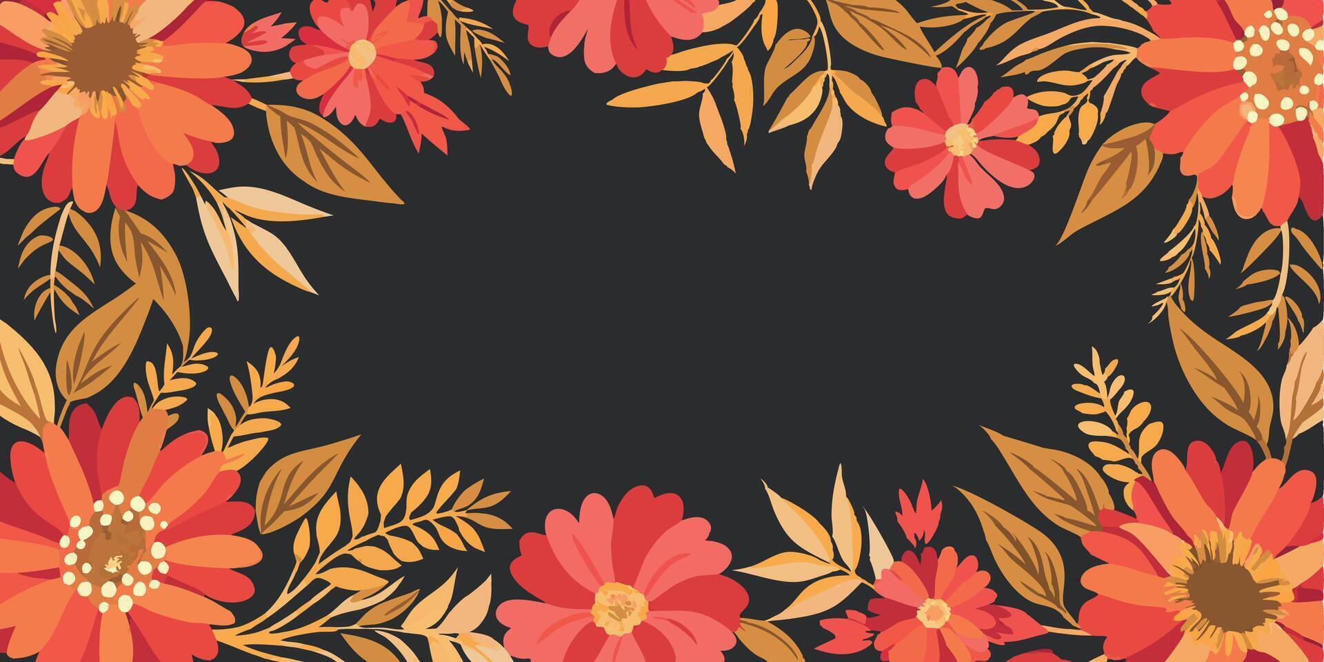 Pink flowers on dark background with free space vector