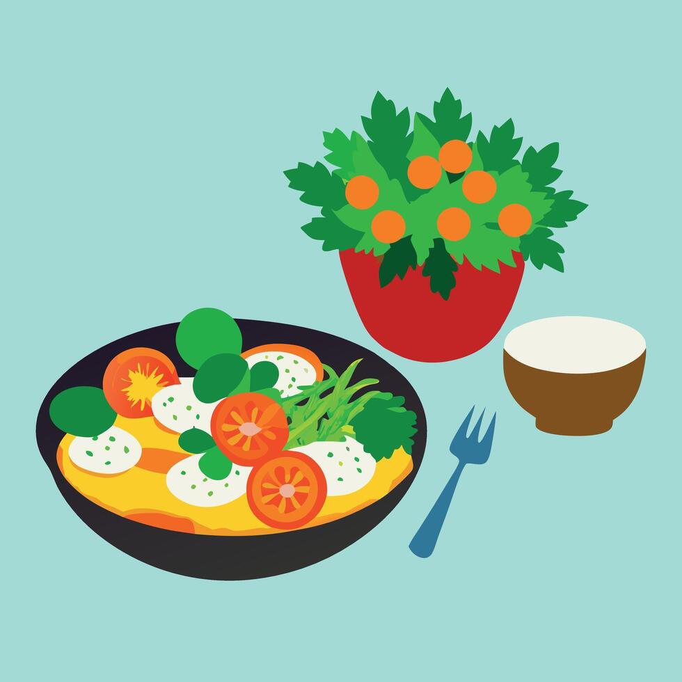 Healthy vegetarian meal illustration vector